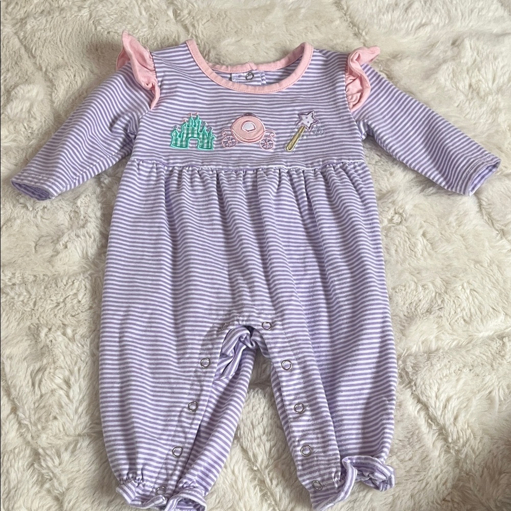 Adorable Striped Kids Romper with Embroidery
